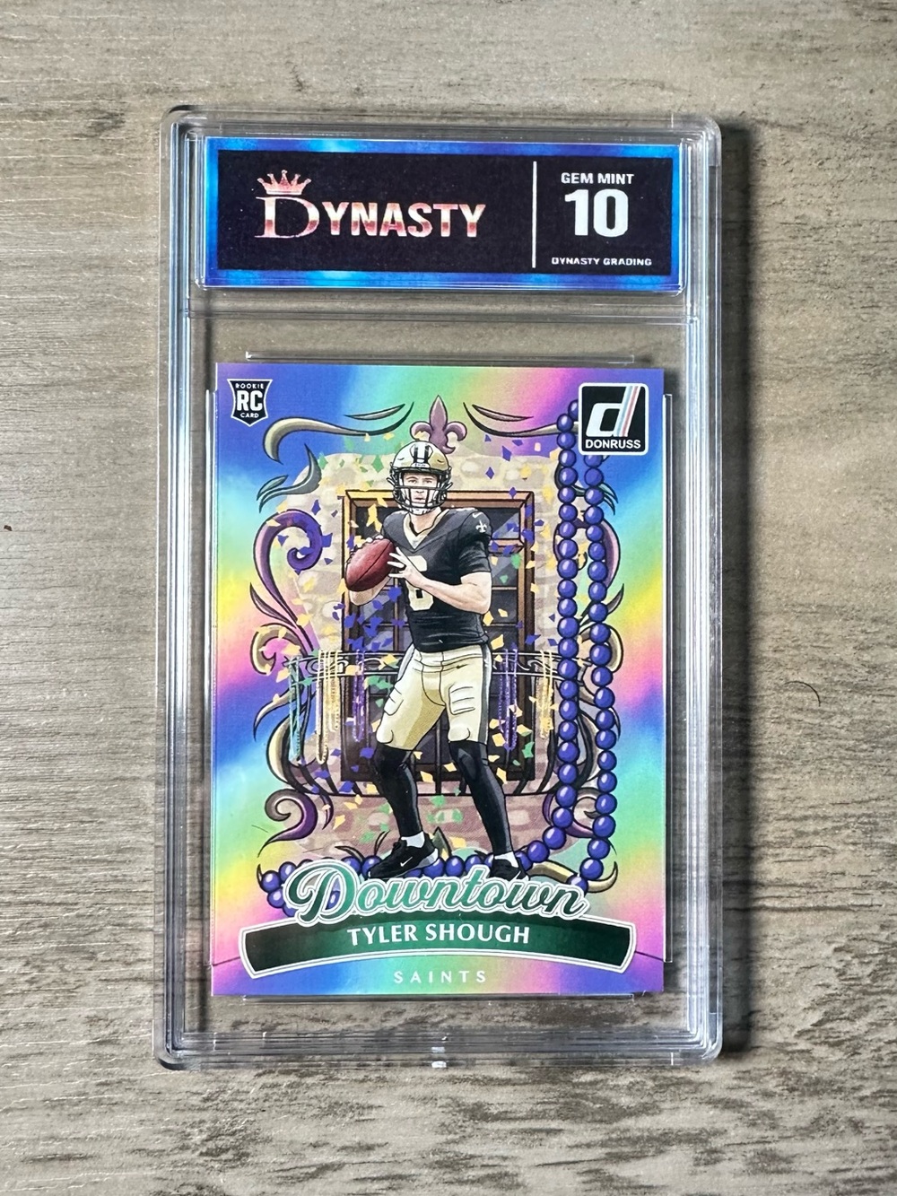 Tyler Shough 2025 Panini Downtown Rookie #19 Gem Mint 10 Novelty Football Card.